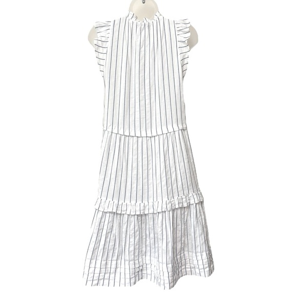 ME + EM | Striped frill-trim tiered cotton-blend dress in White/Blue, Size US 6 - Picture 6 of 13